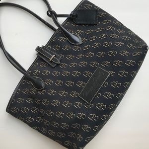 Dooney & Bourke Black Canvas/Leather Shoulder Bag
